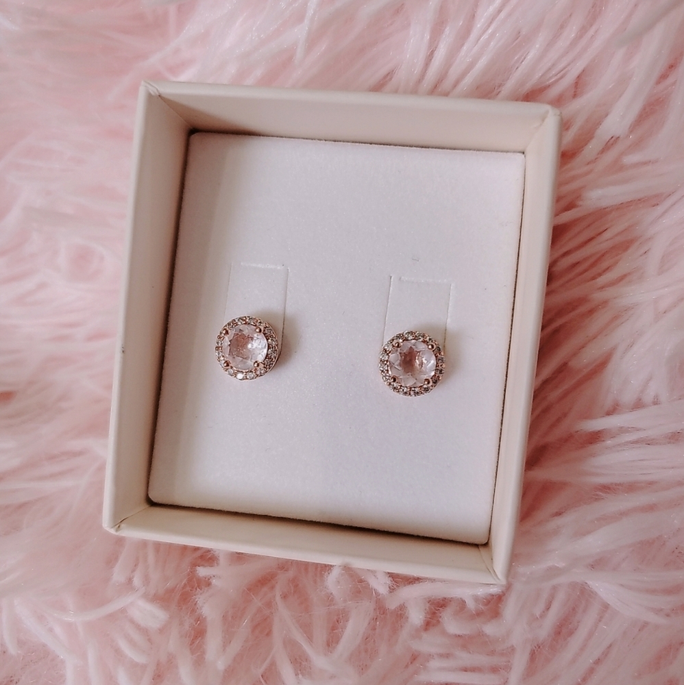 14k Rose Gold Rose Quartz Stud Earrings